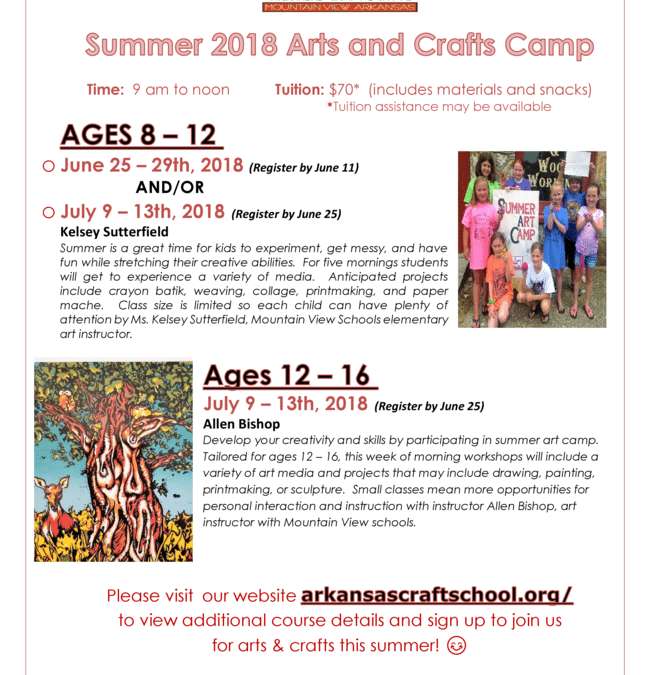 2018 ACS Arts & Crafts Summer Camps for Youth