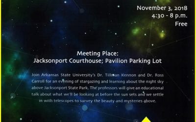 Jacksonport State Park is hosting a Star Party this weekend, Saturday, November 3rd beginning at 4:30 p.m. in the Courthouse Museum.