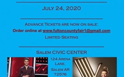 Tickets are now on sale for Arkansas’ own 2019 Voice Contestants Cory Jackson and Marybeth Byrd Concert scheduled for July 24th at the Salem Civic Center located at the Fulton County Fairgrounds in Salem Arkansas